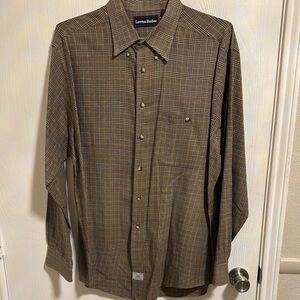 Lawton Harbor Men's XL‎ Long Sleeve Button Down Brown Plaid 100% Cotton Shirt